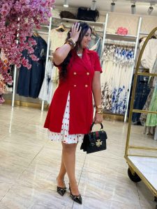 Set Two Pieces Short Sleeve Jacket With Short Dotted Skirt - Image 8