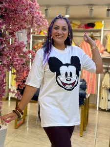 Over size T-shirt with Mickey Embroidery - Image 5