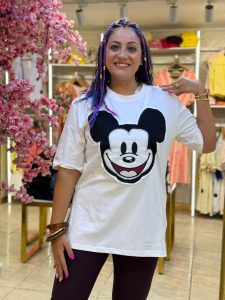 Over size T-shirt with Mickey Embroidery - Image 3