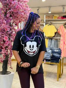 Over size T-shirt with Mickey Embroidery