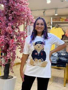 Oversized T-shirt with a Furry Teddy Bear - Image 3
