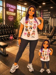 Over-size T-shirt with Teddy Bears and Bows