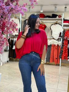 ⁦Wide Plain Color Blouse⁩ - الصورة ⁦10⁩