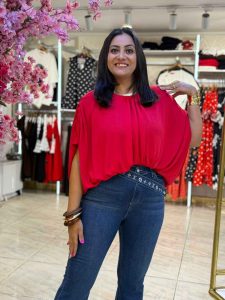 ⁦Wide Plain Color Blouse⁩ - الصورة ⁦9⁩