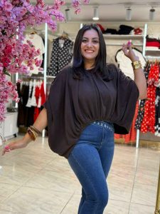 ⁦Wide Plain Color Blouse⁩ - الصورة ⁦5⁩