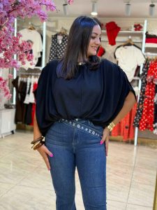 ⁦Wide Plain Color Blouse⁩ - الصورة ⁦3⁩
