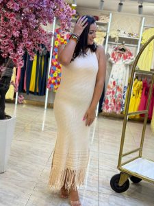 Plain Color Striped Long Cover-up - Image 7