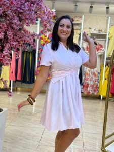 Short Sleeve Plain Color Short Dress - Image 2