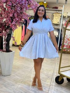 Short Sleeve Plain Color Short Dress - Image 5