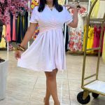 Short Sleeve Plain Color Short Dress