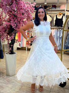 Sleeveless Long Guipure Lace Dress
