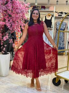 Sleeveless Long Guipure Lace Dress - Image 8