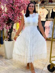 Sleeveless Long Guipure Lace Dress - Image 7