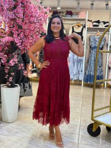Sleeveless Long Guipure Lace Dress - Image 10