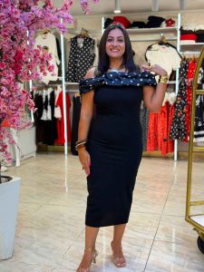 Polka Dots Off Shoulder Long Dress - Image 8