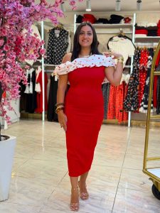 Polka Dots Off Shoulder Long Dress - Image 9