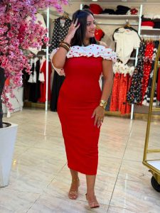 Polka Dots Off Shoulder Long Dress - Image 10