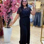 Set Two Pieces Cotton Jumpsuit & Guipure Lace Top