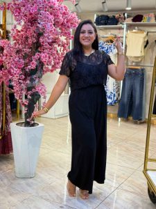 Set Two Pieces Cotton Jumpsuit & Guipure Lace Top