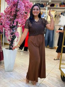 ⁦Set Two Pieces Cotton Jumpsuit & Guipure Lace Top⁩ - الصورة ⁦6⁩