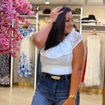 Plain Color Blouse with Off Shoulder Lace