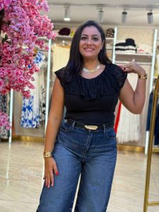 Plain Color Blouse with Off Shoulder Lace - Image 6