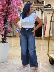 Plain Color Blouse with Off Shoulder Lace - Image 3