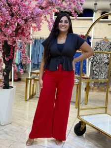 ⁦Short Sleeve Plain Color Top⁩ - الصورة ⁦2⁩
