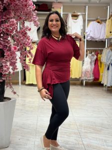 ⁦Short Sleeve Plain Color Top⁩ - الصورة ⁦3⁩