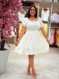 ⁦Short Sleeve Plain Color Short Dress⁩ - الصورة ⁦6⁩