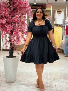 ⁦Short Sleeve Plain Color Short Dress⁩ - الصورة ⁦8⁩