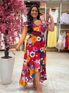 Colorful Drop Shoulder Long Dress - Image 6