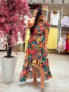 Colorful Drop Shoulder Long Dress - Image 9