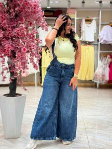 ⁦Wide Leg One Strap Jeans Jumpsuit⁩ - الصورة ⁦3⁩