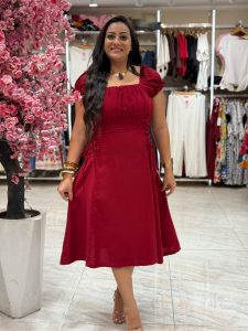⁦Short Sleeve Dress with a Tie-waist⁩ - الصورة ⁦8⁩