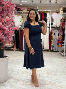 ⁦Short Sleeve Dress with a Tie-waist⁩ - الصورة ⁦6⁩