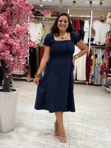 ⁦Short Sleeve Dress with a Tie-waist⁩ - الصورة ⁦2⁩