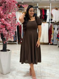 Short Sleeve Plain Color Long Dress - Image 4
