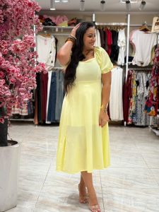 Short Sleeve Plain Color Long Dress - Image 3