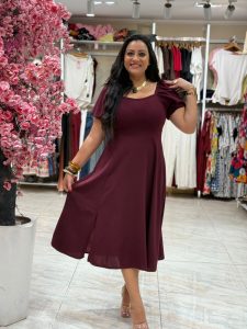Short Sleeve Plain Color Long Dress - Image 9