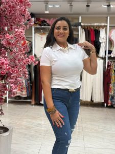 Short Sleeve Collar Plain Color Top - Image 3