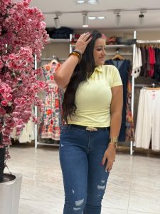Short Sleeve Collar Plain Color Top - Image 7