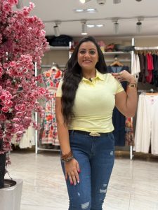 Short Sleeve Collar Plain Color Top - Image 6