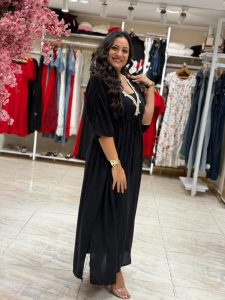 Long Dress Featuring a Drawstring Waist Seashell Accessories - Image 3