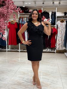 Short Strap Dress with a Ruffle on The Shoulder - Image 16