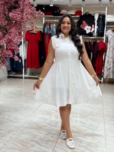 ⁦Sleeveless Plain Color Short Dress⁩ - الصورة ⁦7⁩