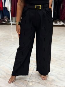 Wide Leg Black YLS Pants With Belt