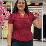 Short-sleeved Blouse with a Chiffon Bodice