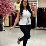 Sleeveless Blouse with Bow at the Waist