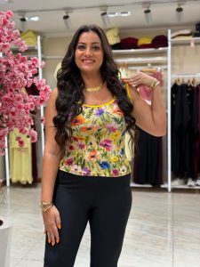Sleeveless Colorful Flowers Top - Image 5
